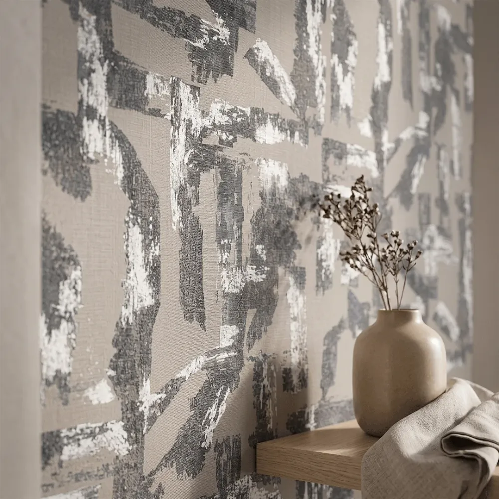 Abstract Charcoal Grey & White Geometric Wallpaper