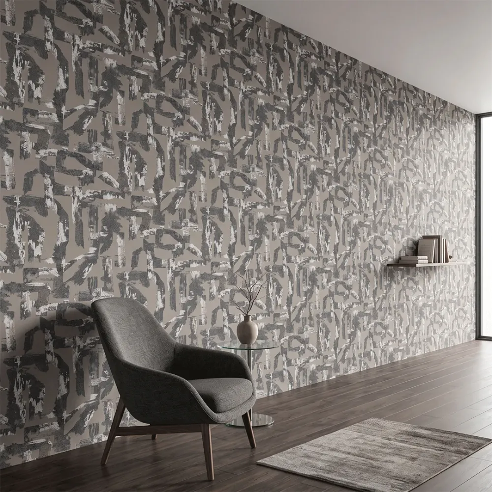 Abstract Charcoal Grey & White Geometric Wallpaper