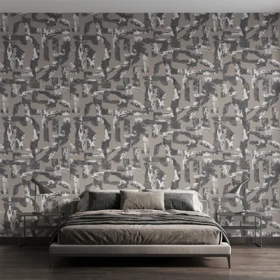 Abstract Charcoal Grey & White Geometric Wallpaper