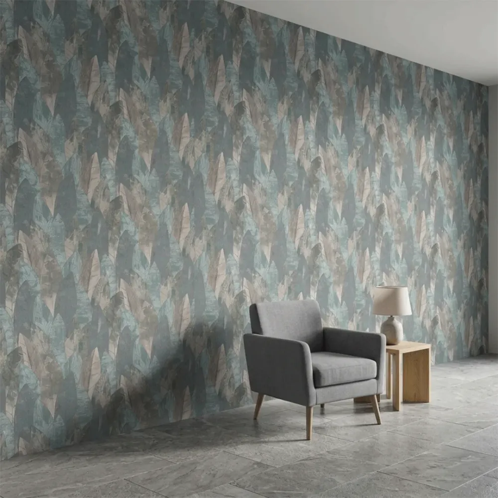 Abstract Blue Leaf Texture Wallpaper