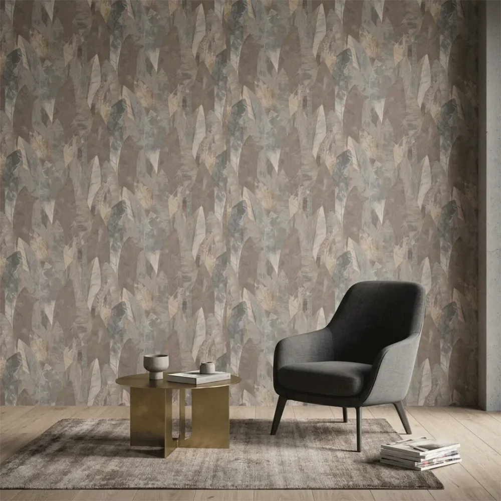 Abstract Taupe Leaf Texture Wallpaper