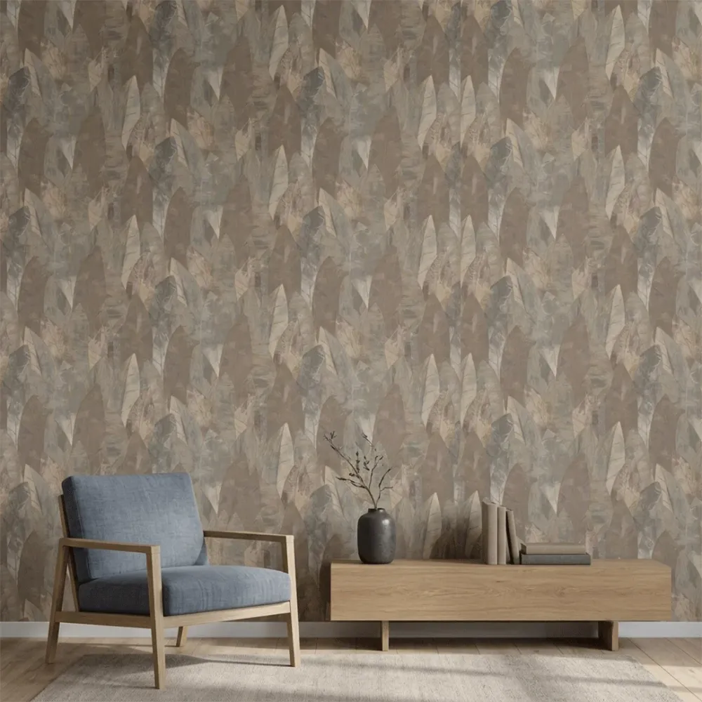 Abstract Taupe Leaf Texture Wallpaper