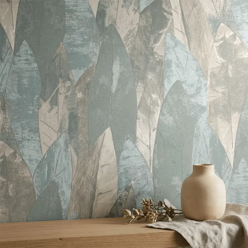 Abstract Blue Leaf Texture Wallpaper