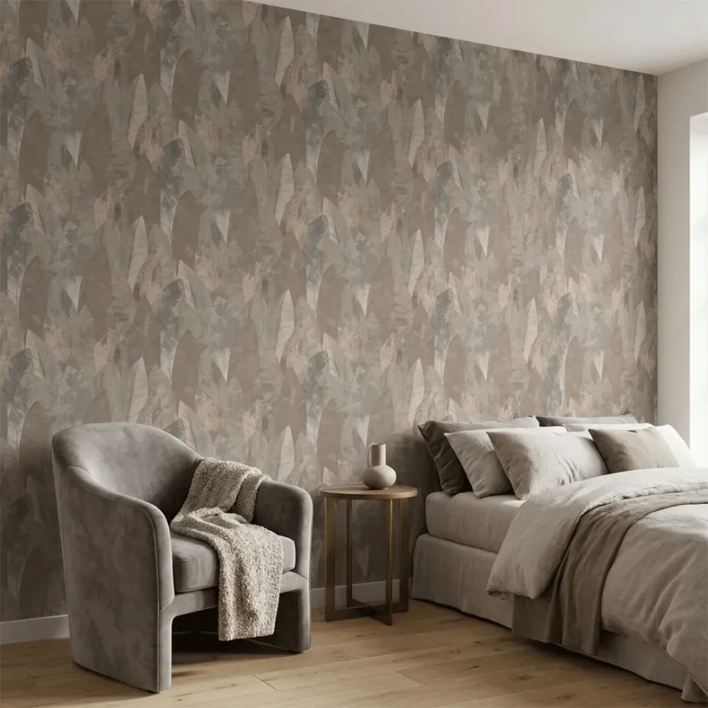 Abstract Taupe Leaf Texture Wallpaper