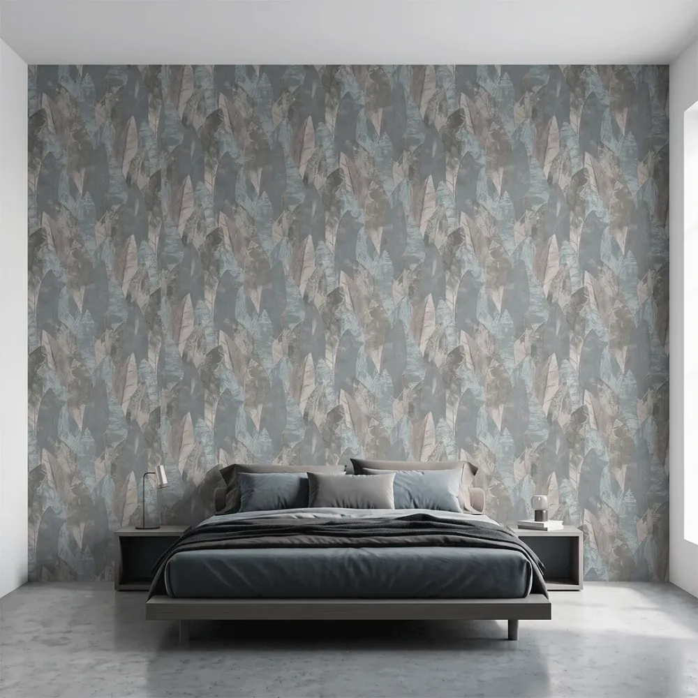 Abstract Blue Leaf Texture Wallpaper