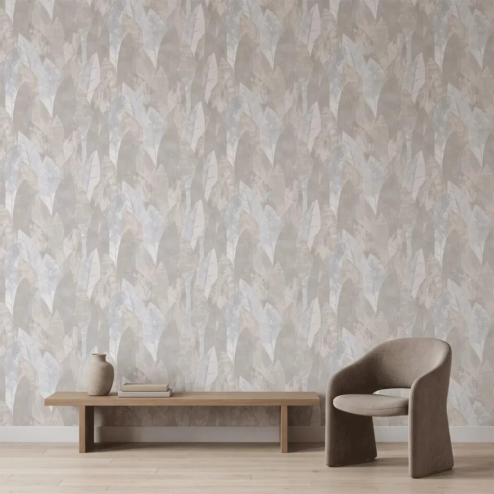 Abstract Grey Leaf Texture Wallpaper