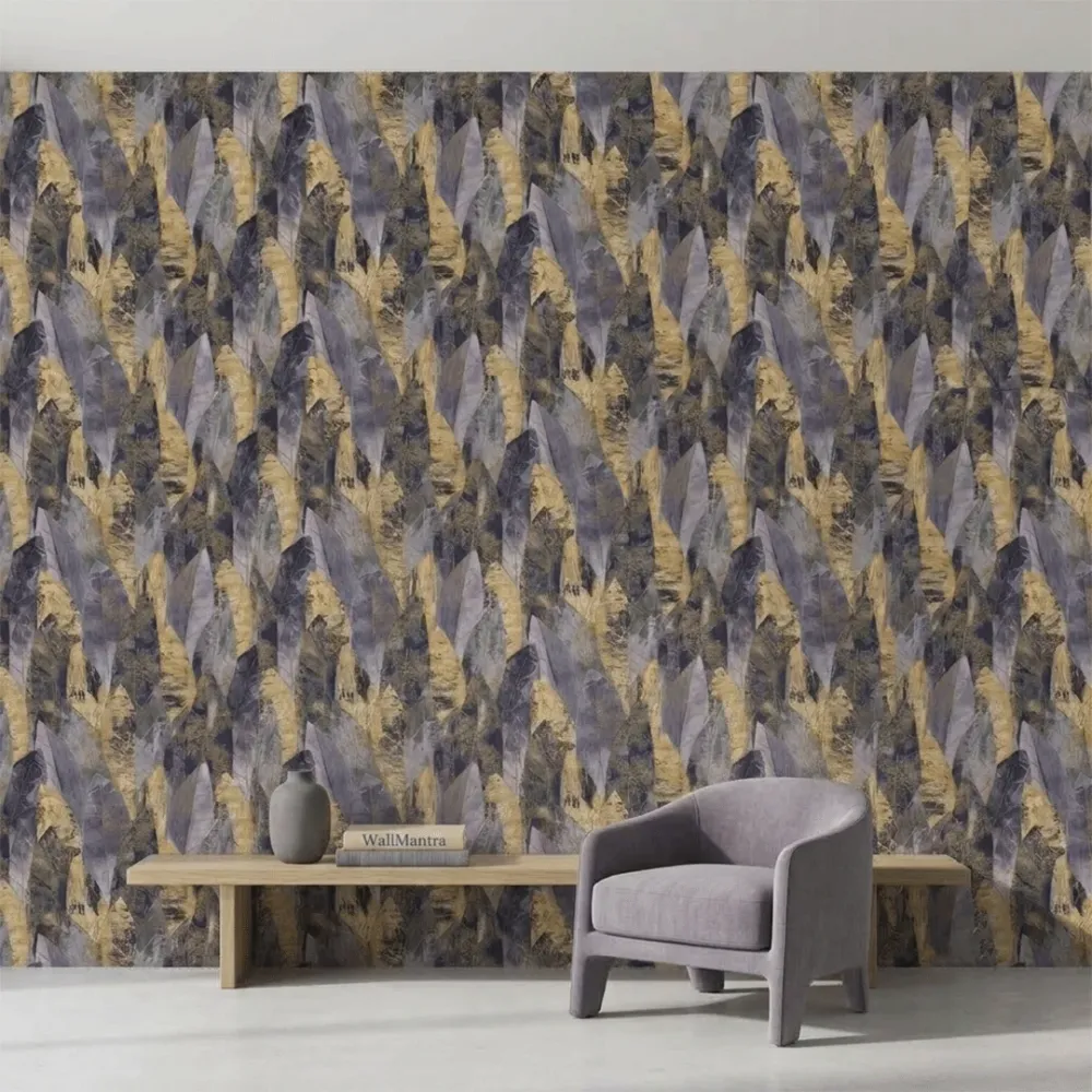 Abstract Navy Blue Leaf Texture Wallpaper