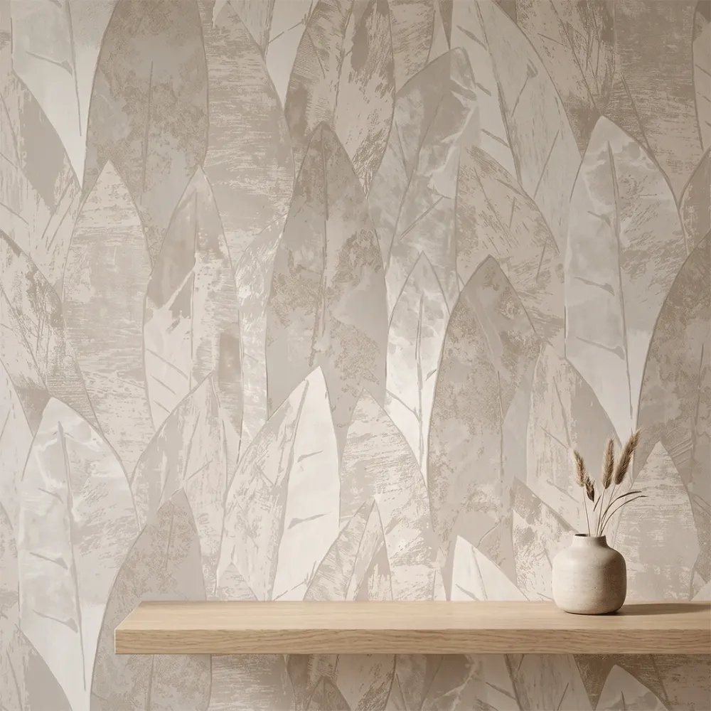 Abstract Grey Leaf Texture Wallpaper
