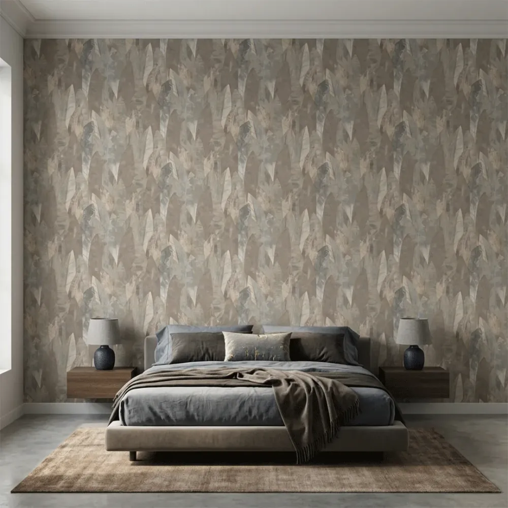 Abstract Taupe Leaf Texture Wallpaper