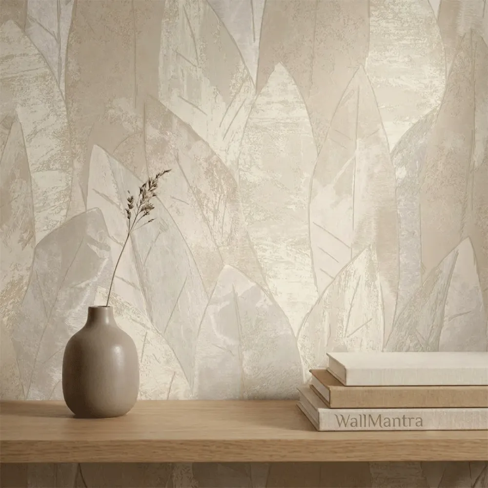 Abstract Ivory Leaf Texture Wallpaper