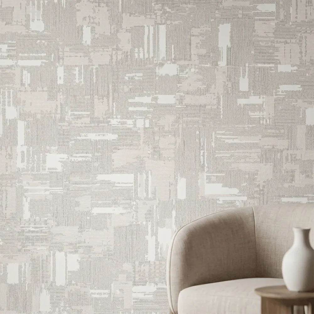 Alabaster Frost Abstract Brushstroke Texture Wallpaper
