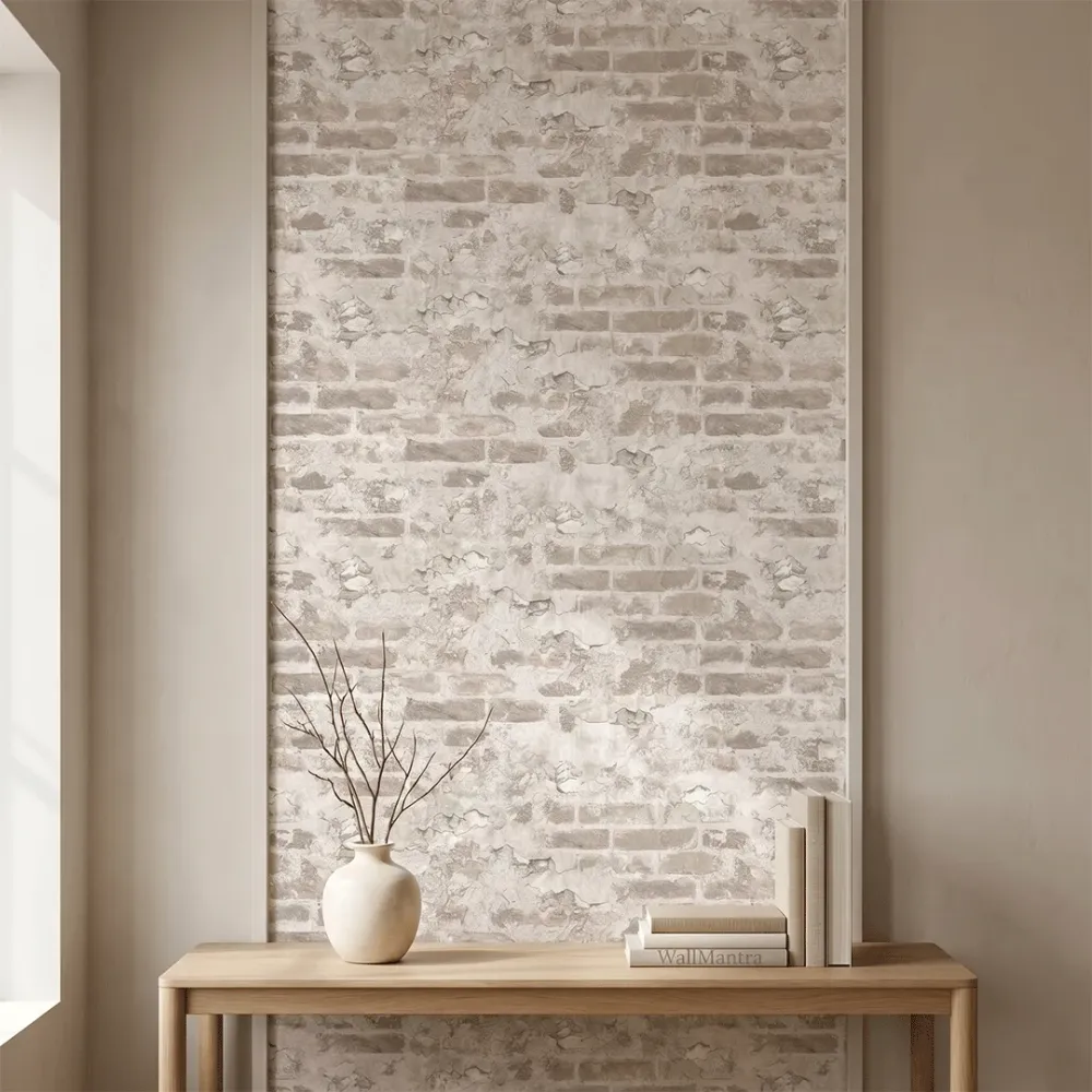 Antique Limestone Plaster Brick Wallpaper 
