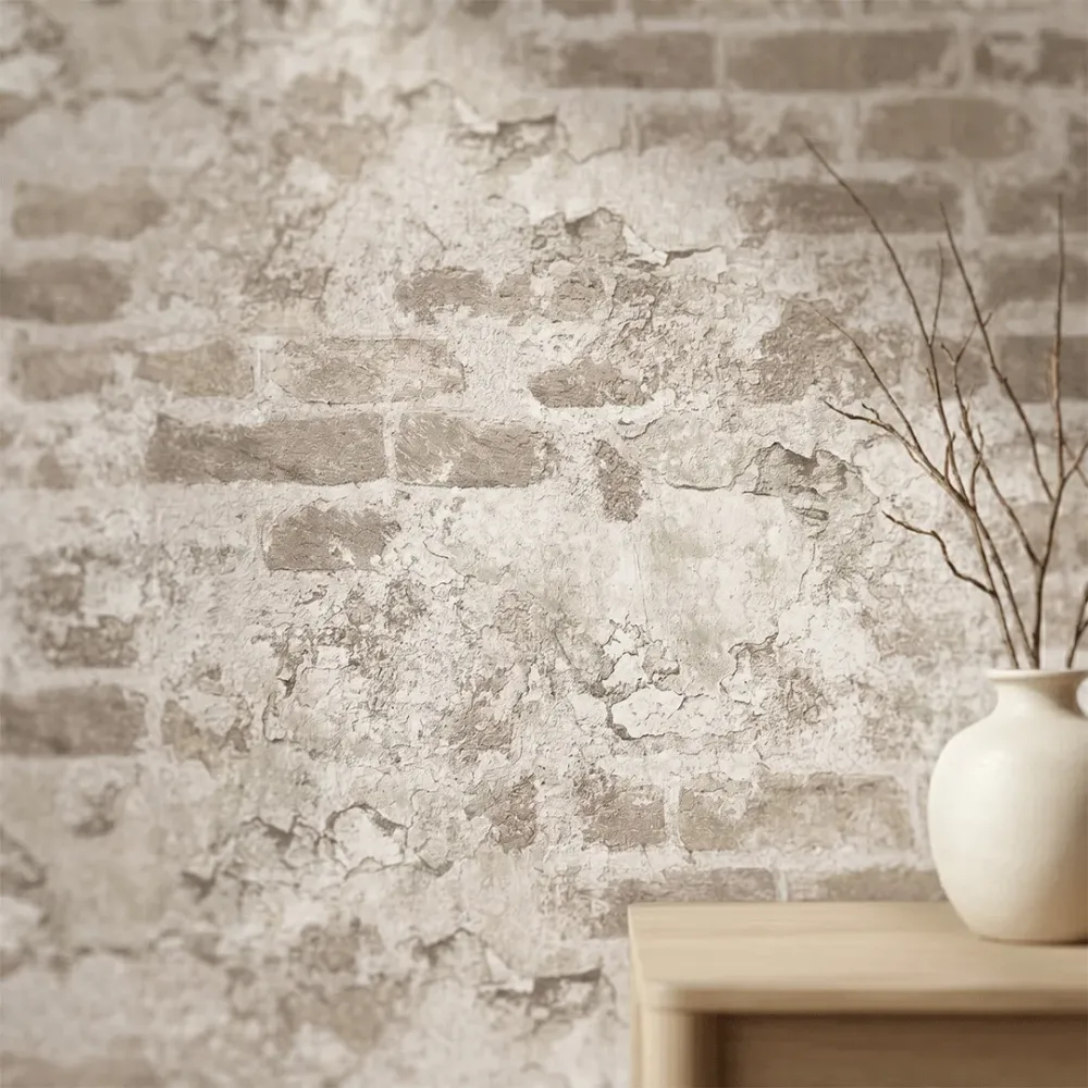 Antique Limestone Plaster Brick Wallpaper 