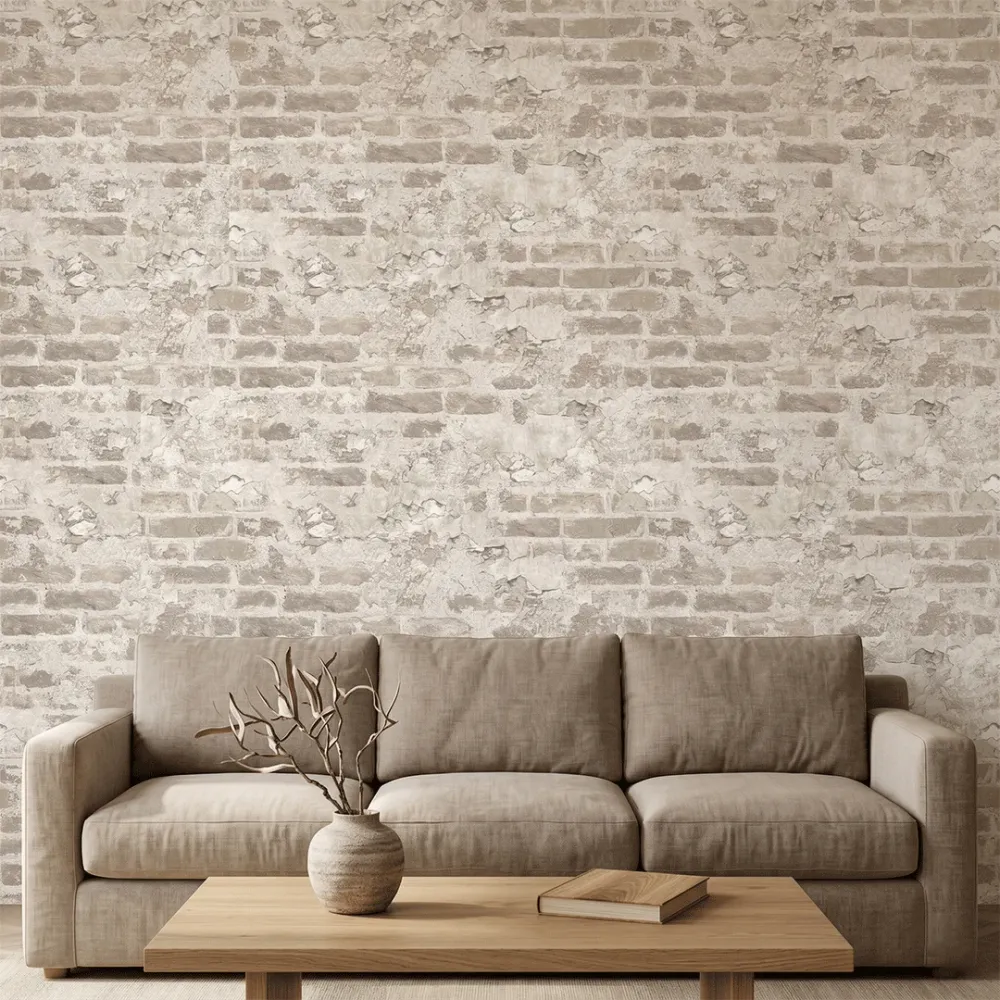 Antique Limestone Plaster Brick Wallpaper 