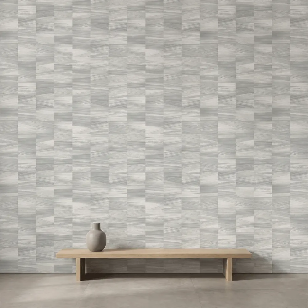 Arctic Silver Geometric Wallpaper 