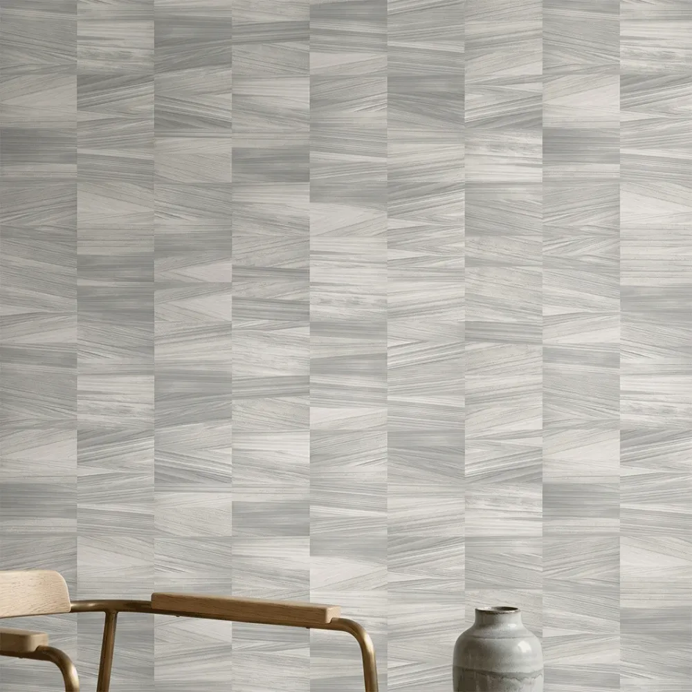 Arctic Silver Geometric Wallpaper 