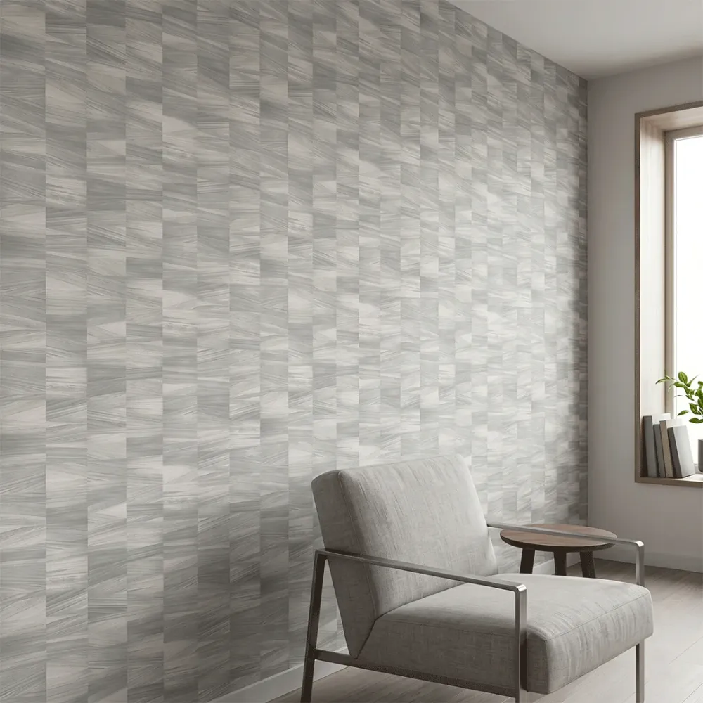 Arctic Silver Geometric Wallpaper 