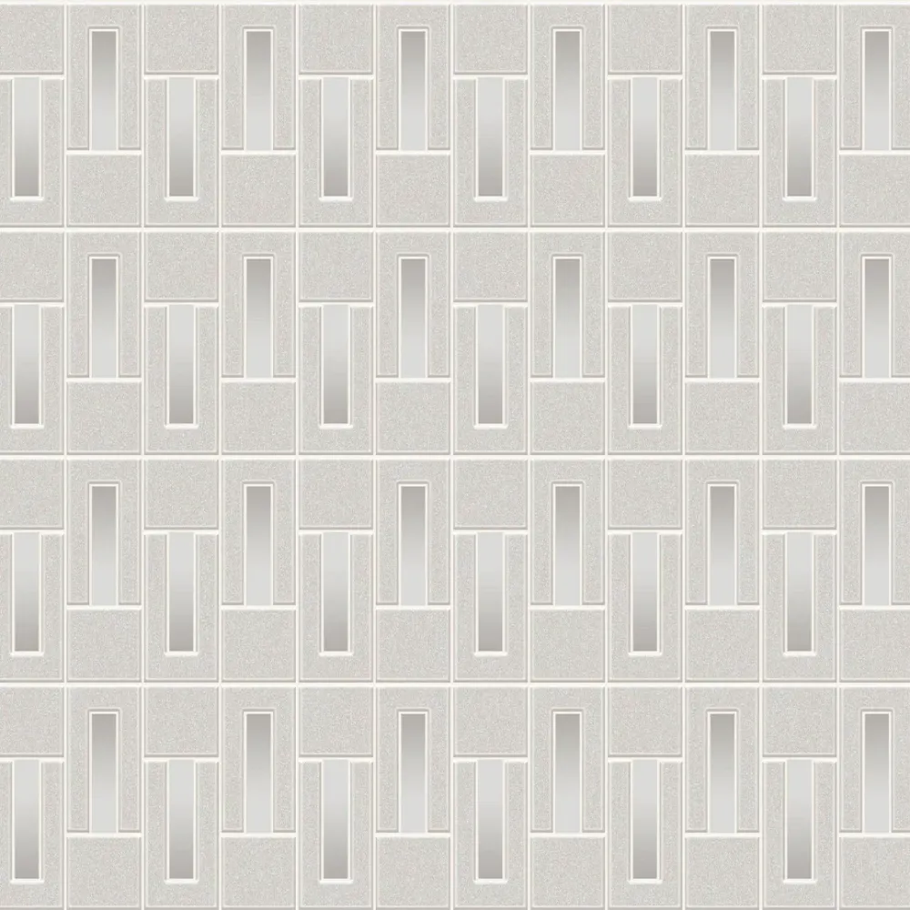Art Deco Linear Panel Wallpaper - Silver Mist 