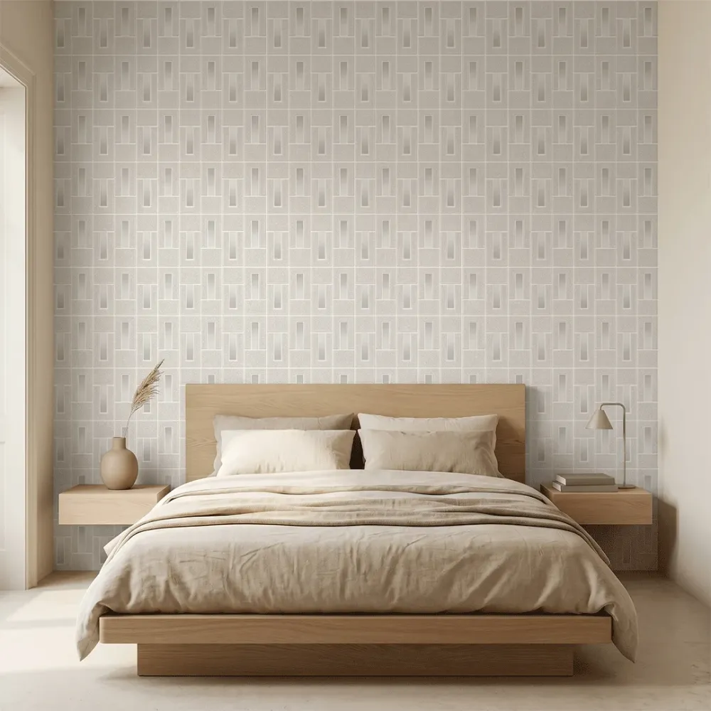 Art Deco Linear Panel Wallpaper - Silver Mist 