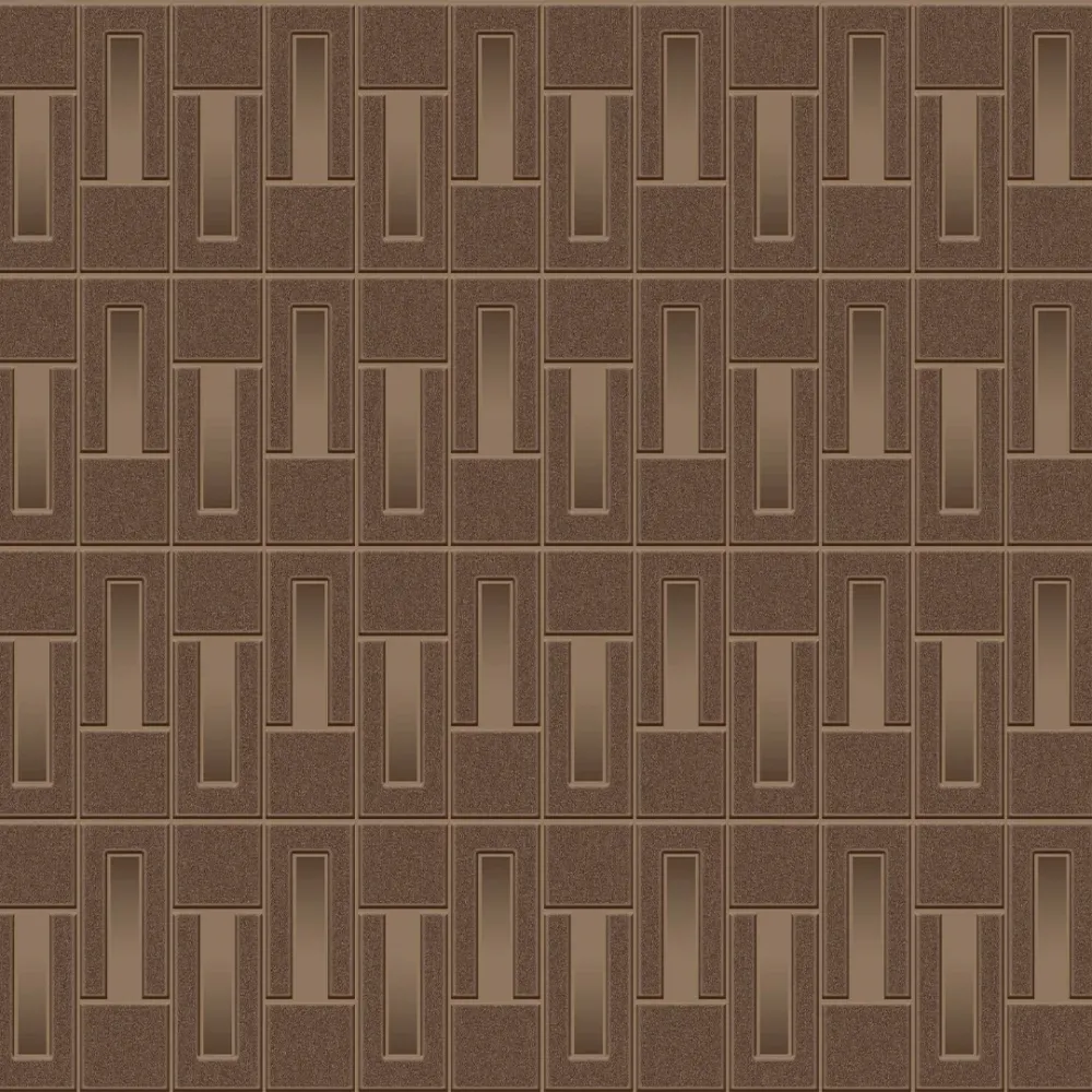 Art Deco Linear Panel Wallpaper - Walnut Brown 