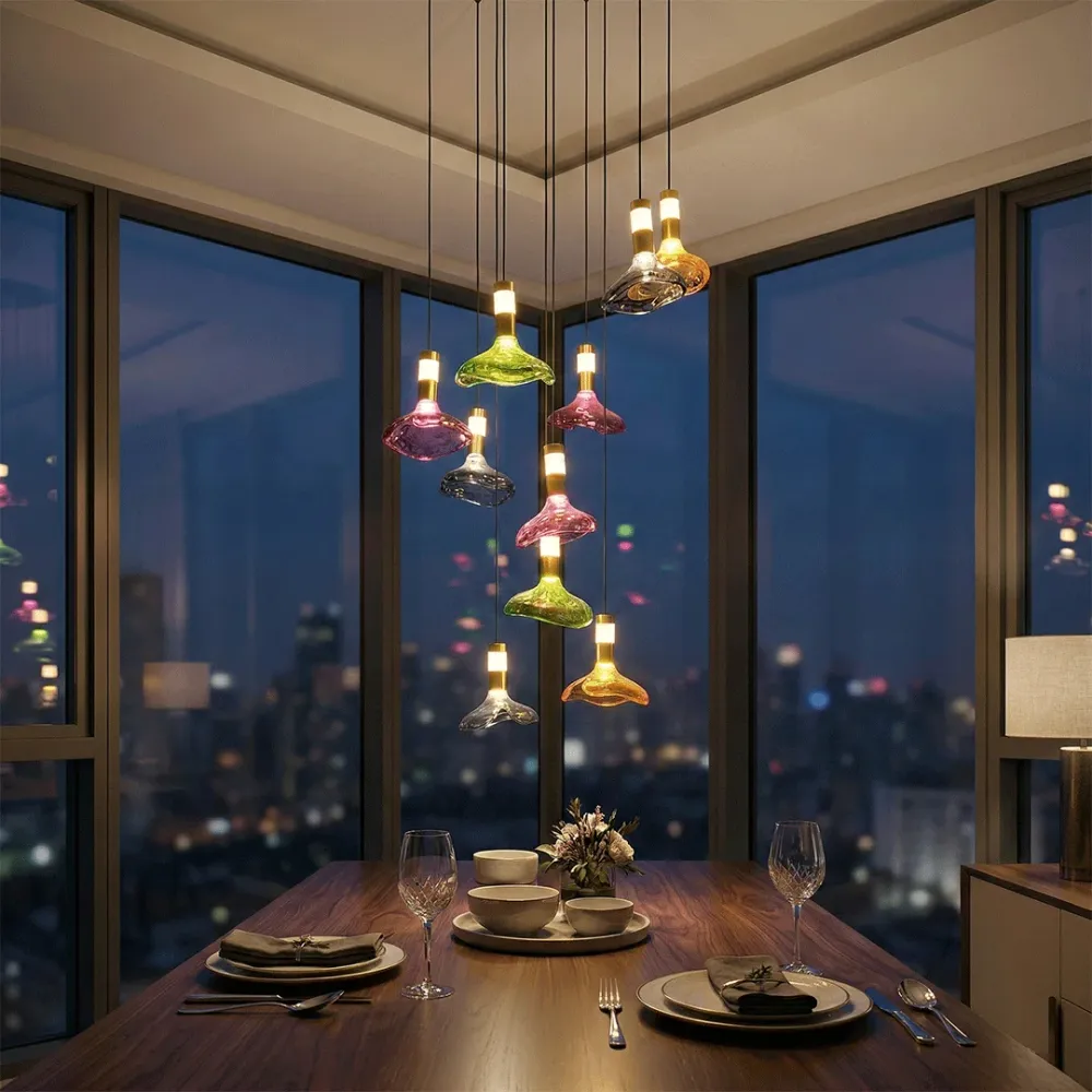 WallMantra Aurora Melt Glass Cluster Chandelier – Premium Designer Light