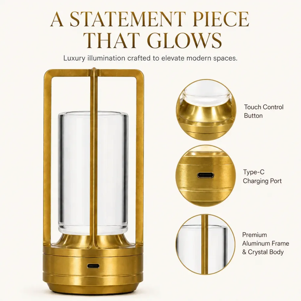 Aurum Crystal Rechargeable Table Lamp 