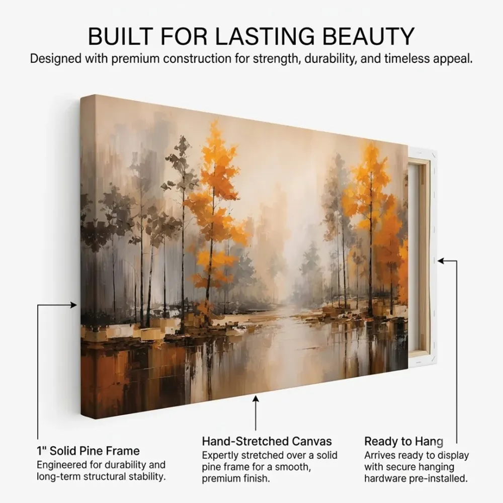 Autumn Forest Canvas Painting | Premium Landscape Wall Art | 48 × 24 Inches With Frame