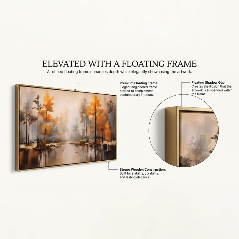 Autumn Forest Canvas Painting | Premium Landscape Wall Art | 48 × 24 Inches With Frame