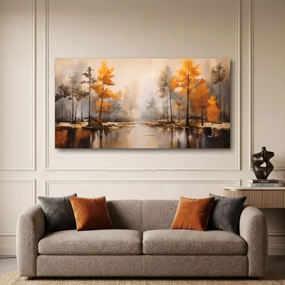 Autumn Forest Canvas Painting | Premium Landscape Wall Art | 48 × 24 Inches