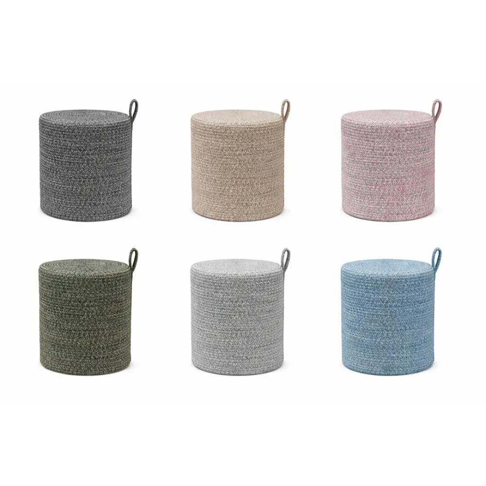 OliveWeave Round Braided Pouffe Stool 