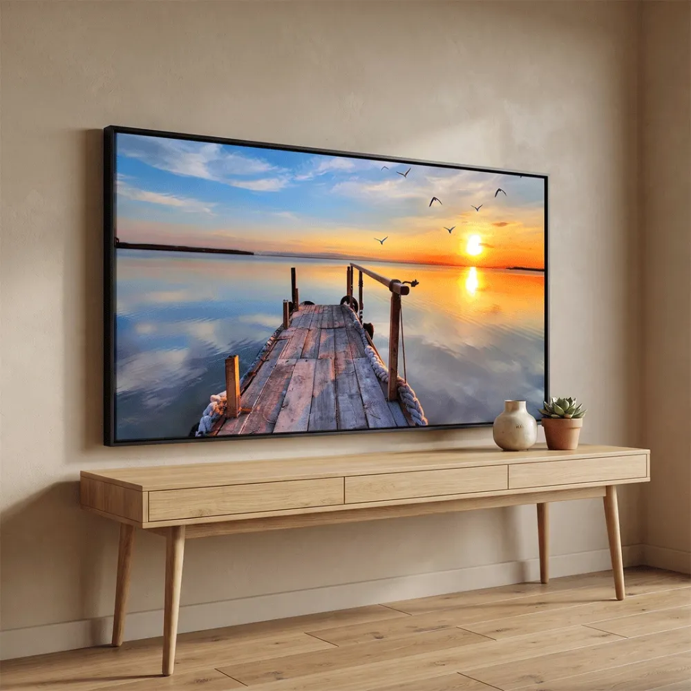 Beach Sunset Ocean Scenery Canvas Wall Painting With Frame