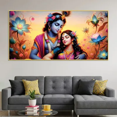 Blossoming Love of Radha Krishna Canvas Wall Painting
