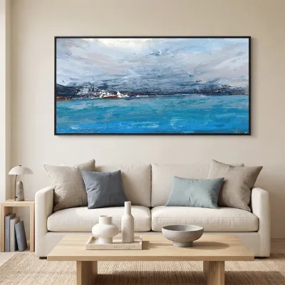 Blue Lagoon Abstract Contemporary Framed Wall Art