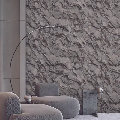 Charcoal Canyon Dual-Tone Textured Stone Wallpaper