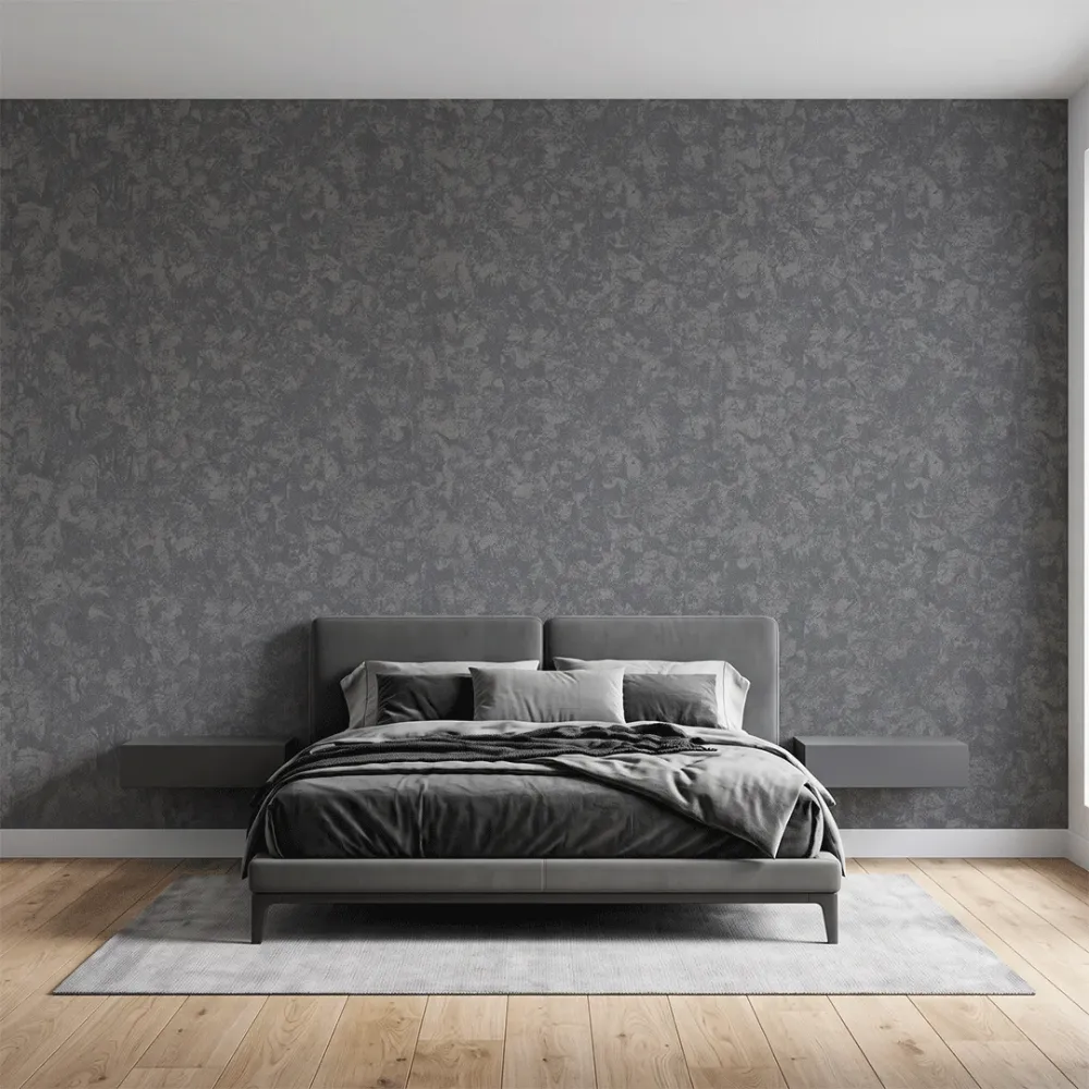 Charcoal Grey Textured Wallpaper | Distressed Stone Effect Wall Covering