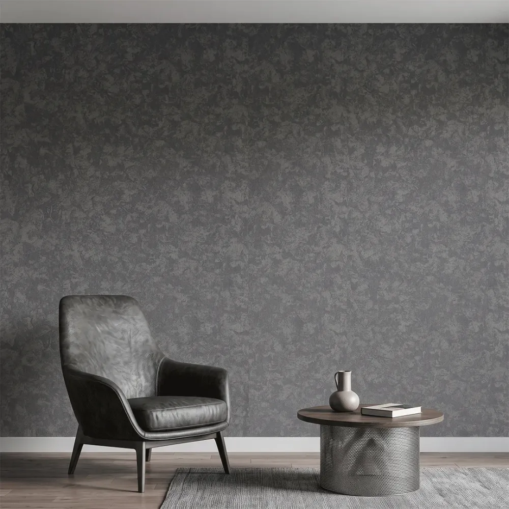 Charcoal Grey Textured Wallpaper | Distressed Stone Effect Wall Covering