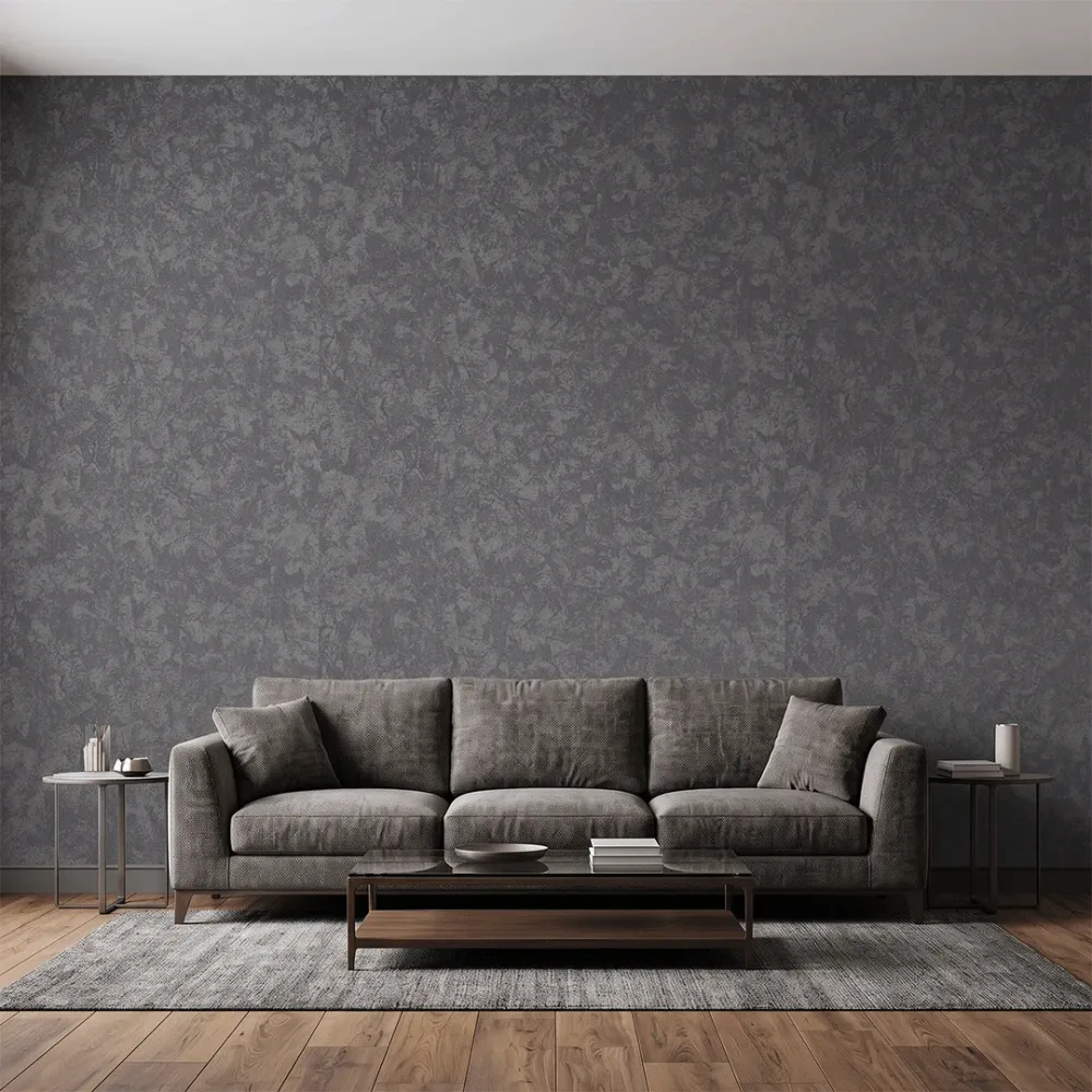 Charcoal Grey Textured Wallpaper | Distressed Stone Effect Wall Covering