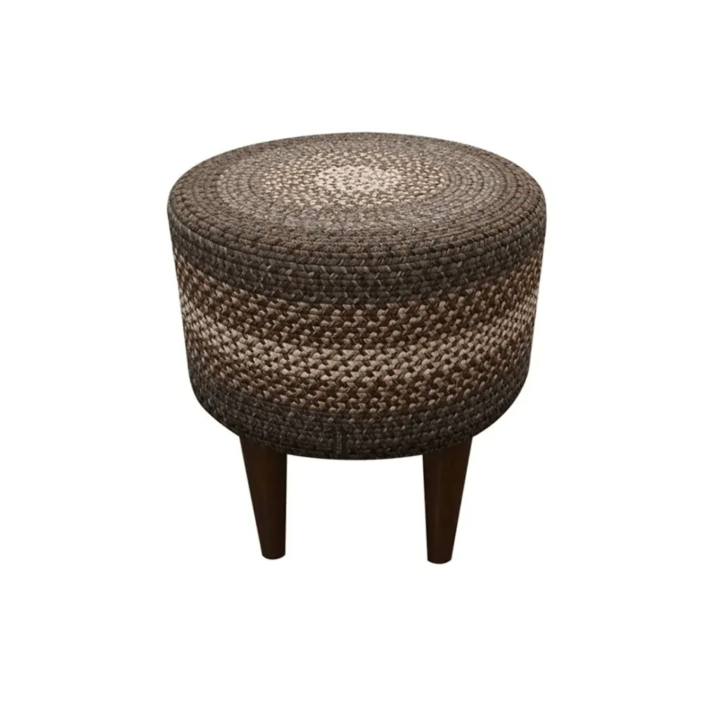 Charcoal Haven Indoor Round Braided Pouffe Stool 