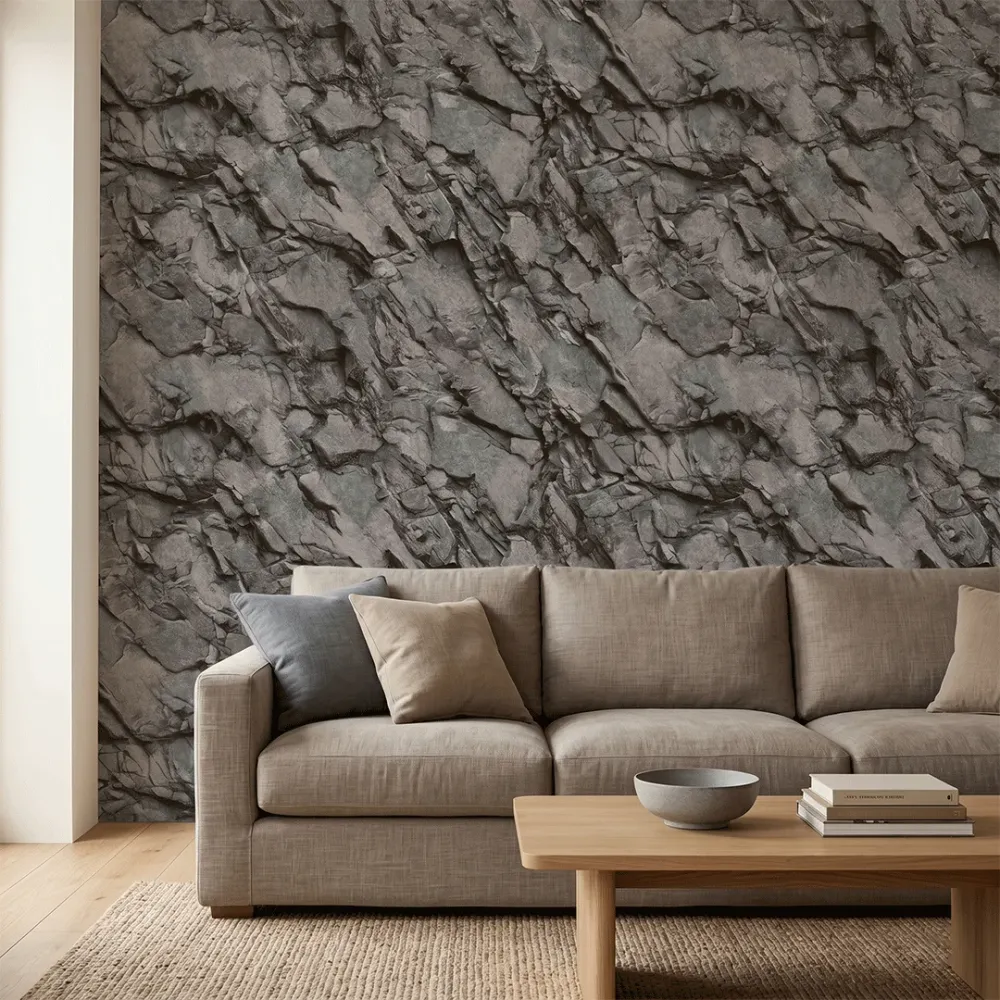 Charcoal Slate Cliff Stone Wallpaper 