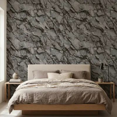 Charcoal Slate Cliff Stone Wallpaper