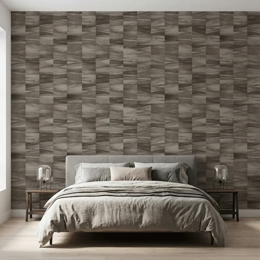 Charcoal Walnut Geometric Wallpaper 