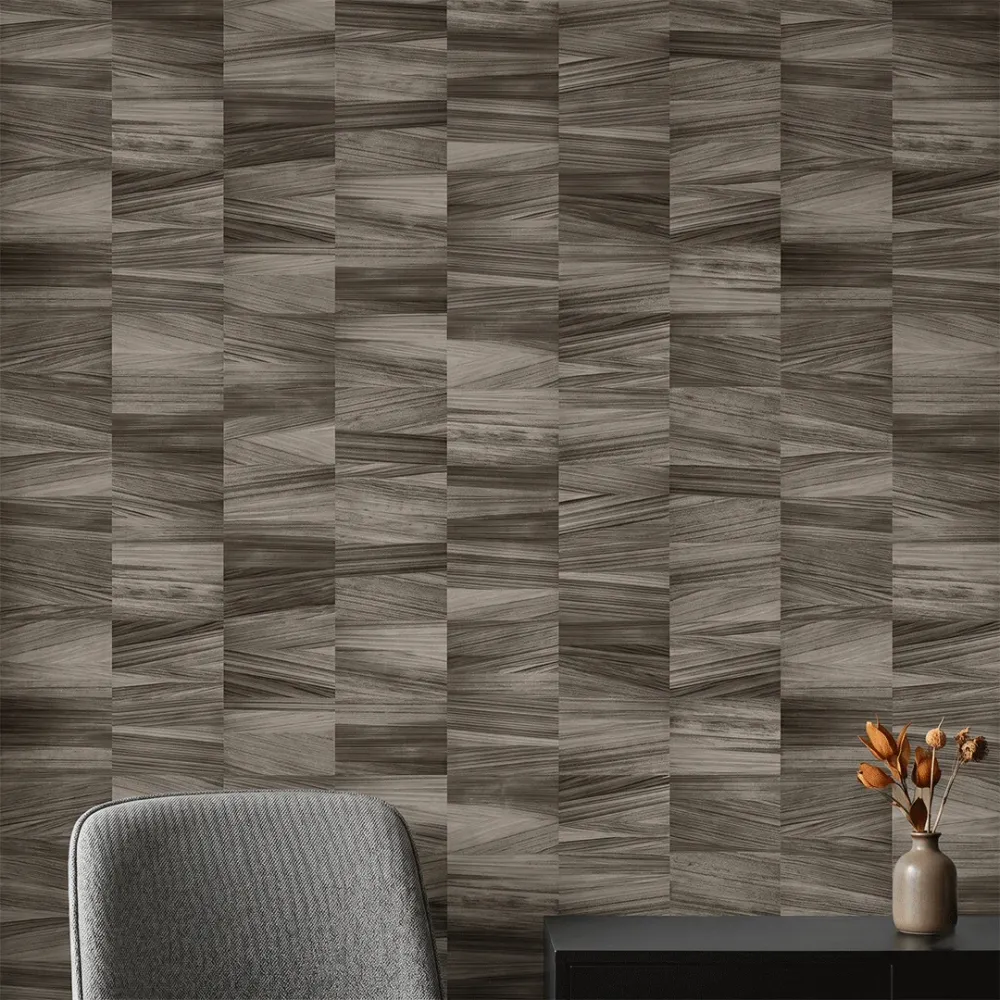 Charcoal Walnut Geometric Wallpaper 