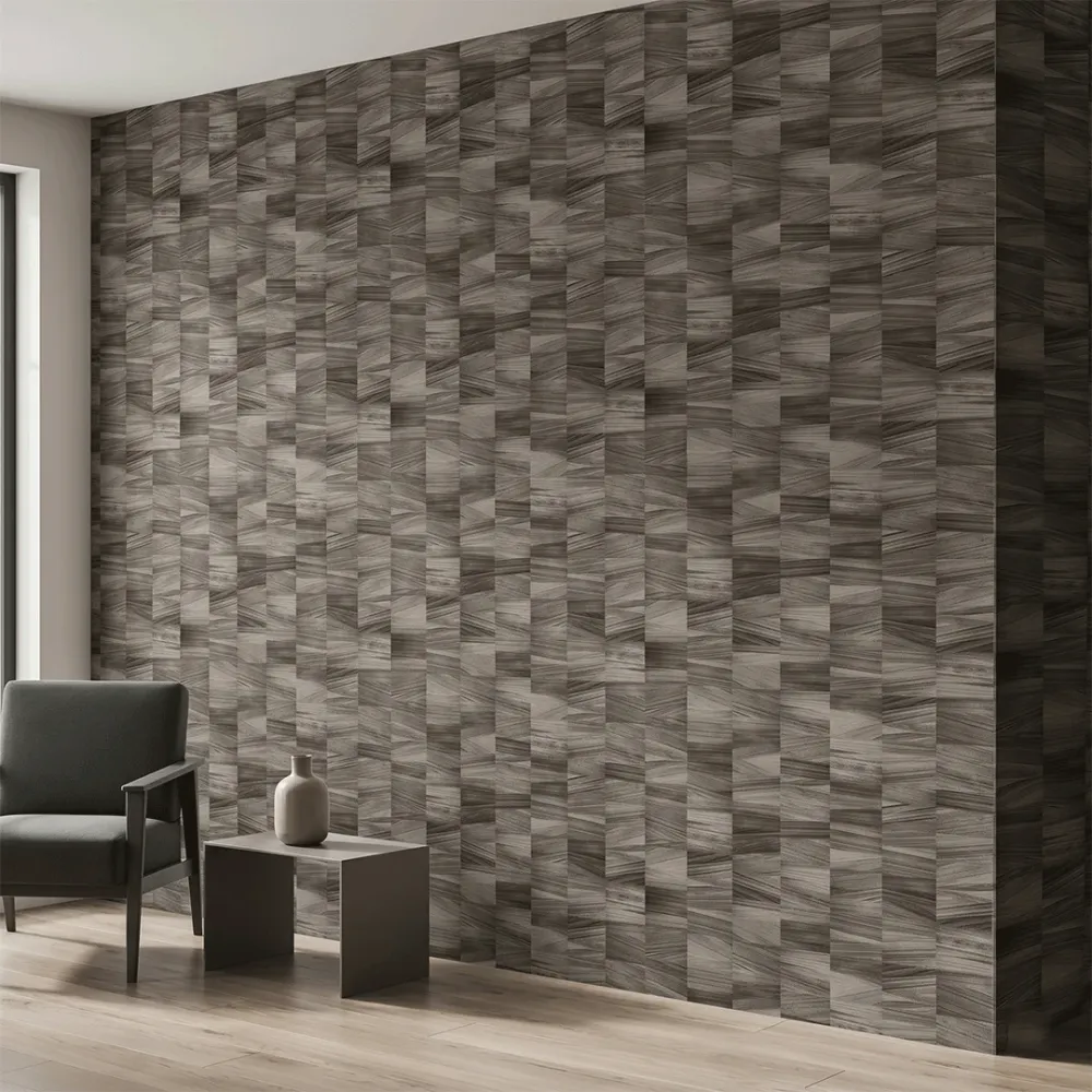 Charcoal Walnut Geometric Wallpaper 