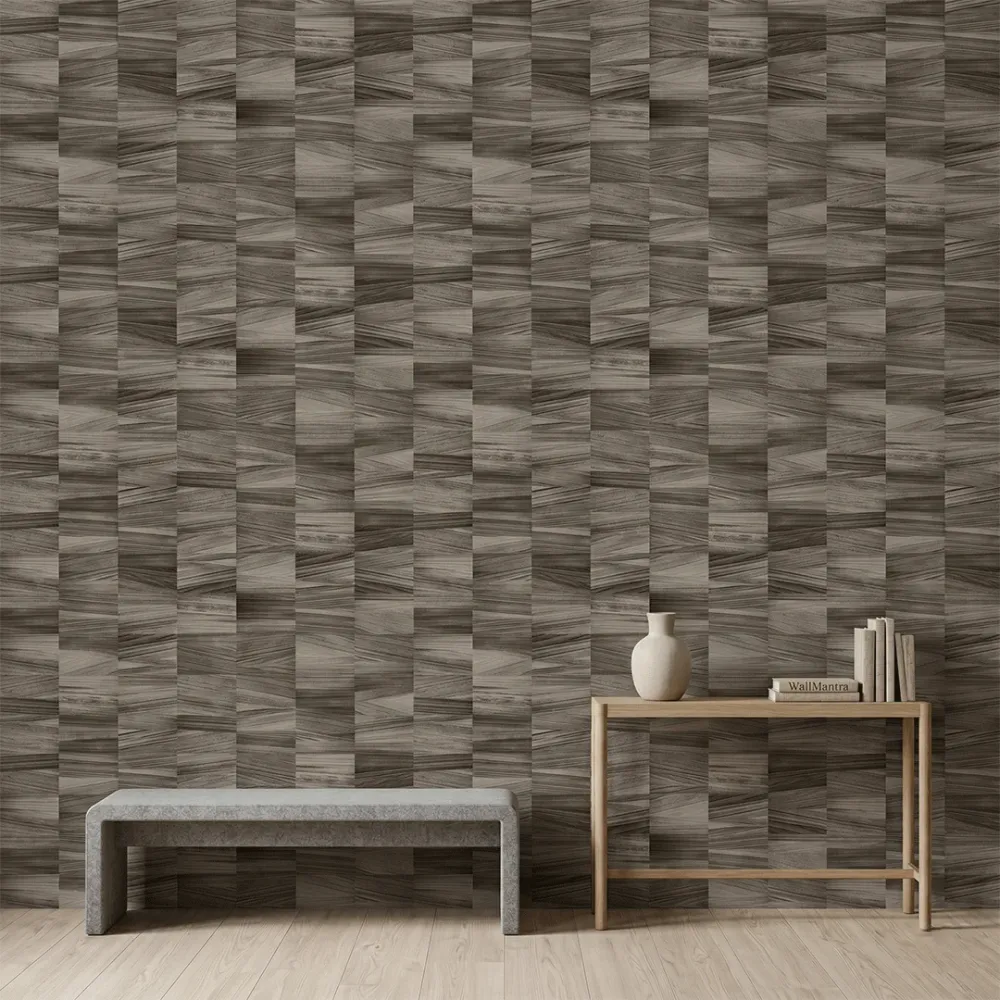 Charcoal Walnut Geometric Wallpaper 