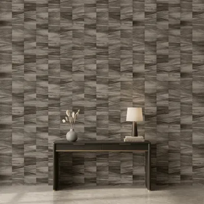 Charcoal Walnut Geometric Wallpaper