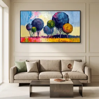 Colorful Trees Scenery Canvas Painting In Big Size