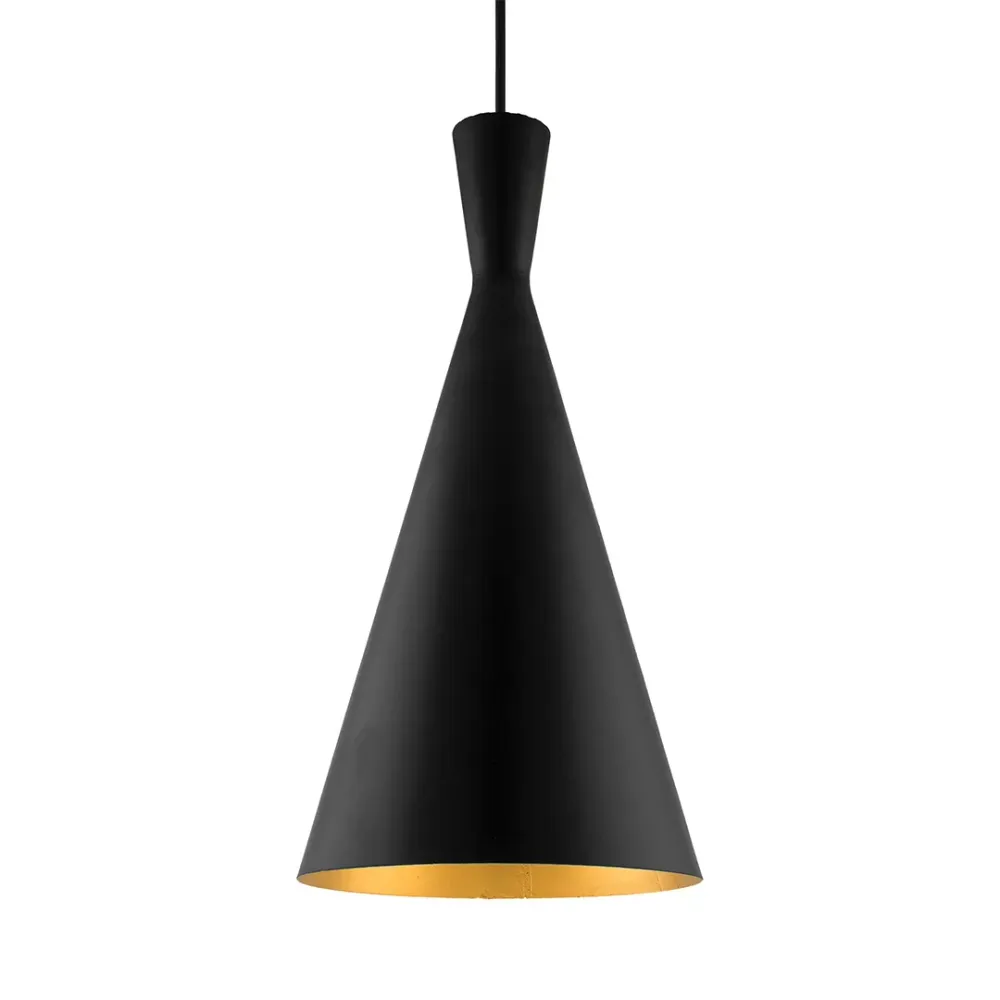 Cone Shaped Black Metal Hanging Light Single Piece