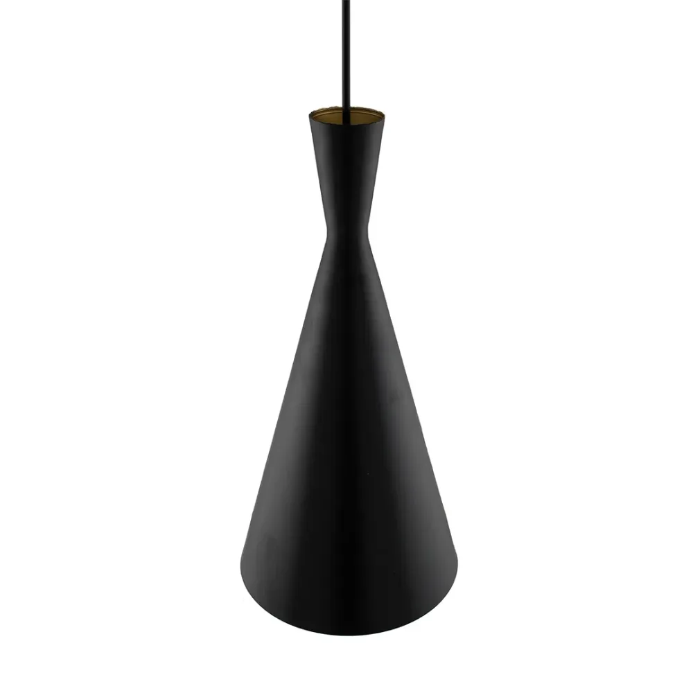 Cone Shaped Black Metal Hanging Light Single Piece