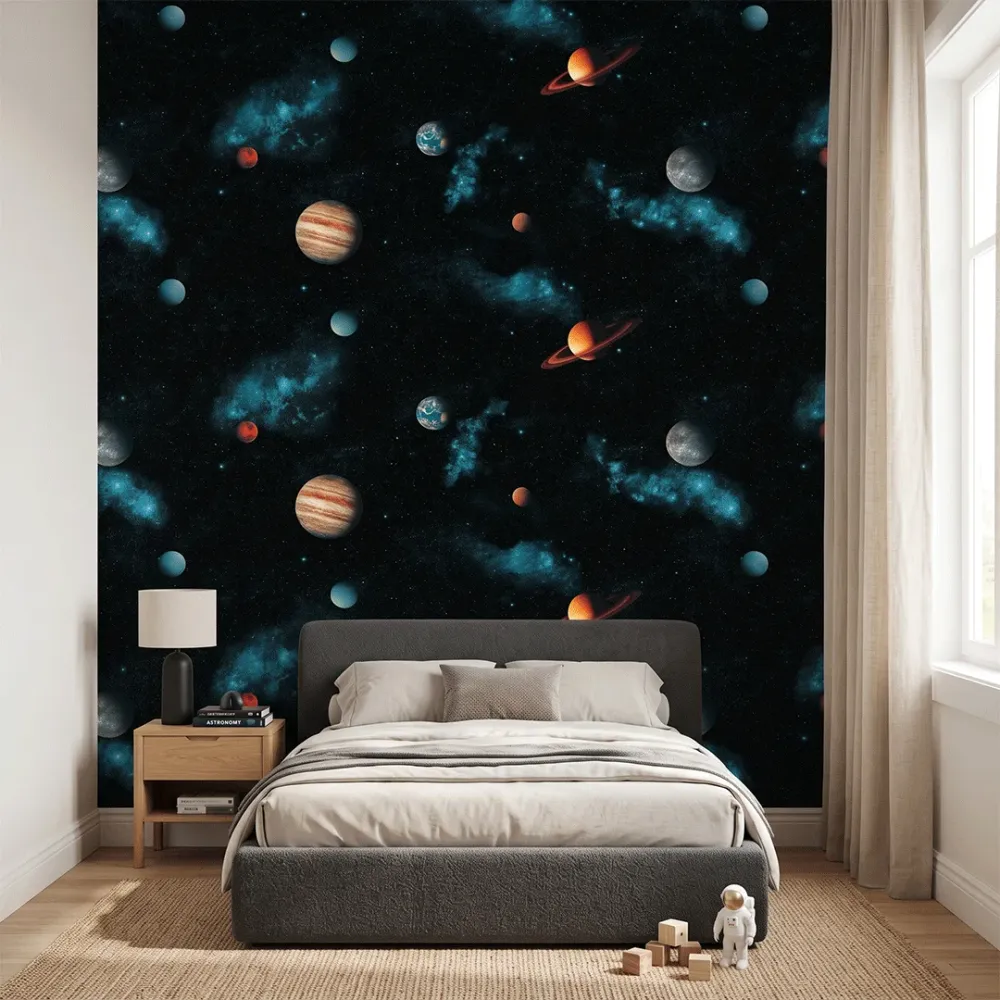 Solar System Space Wallpaper | Premium Korean Vinyl Galaxy & Planet Wallpaper