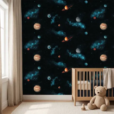 Solar System Space Wallpaper | Premium Korean Vinyl Galaxy & Planet Wallpaper